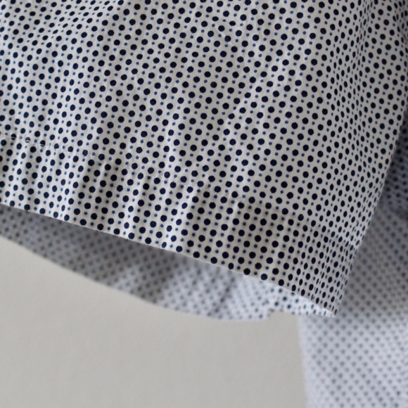 White & Navy Blue Polka Dot Short Sleeve Button Down Shirt - Picture 6 of 9